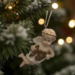 Vintage Joy Cherub Angel Christmas Ornament